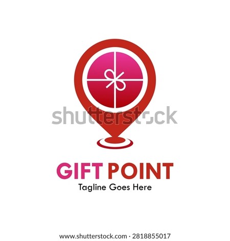 Gift Point logo vector design combining a map location pin marker and a gift box present symbol for shopping, reward, or shop location branding.