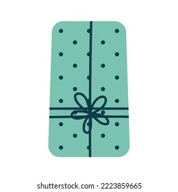 Gift with polka dots pattern doodle icon. A present for a birthday or Christmas.