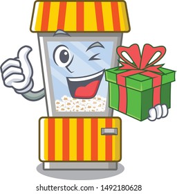 With gift popcorn vending machine is formed cartoon