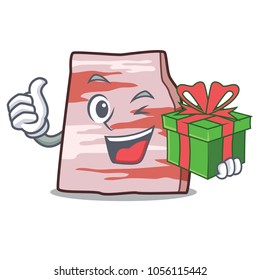 With gift pork lard mascot cartoon