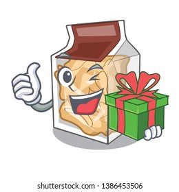 With gift pork rinds in the mascot shape