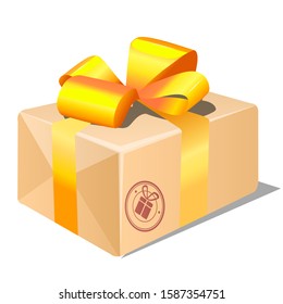 Gift post package isolated on a white background. Vector cartoon close-up illustration
