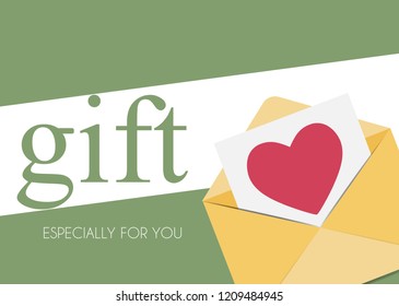 Gift Poster Template with Envelope with Heart Symbol. Vector illustration EPS10