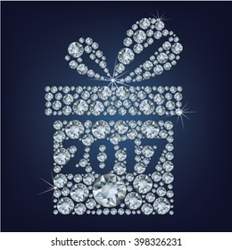 Gift present with 2017 made up a lot of diamonds
