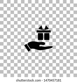 Gift present. Black flat icon on a transparent background. Pictogram for your project