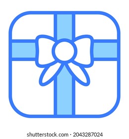 gift, present Blue Outline icon, Shopping and Discount Sale icon.