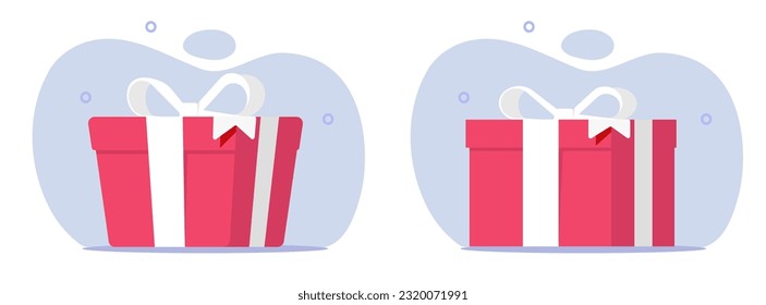 Icono de caja regalo vectorial 3d con cinta blanca roja ilustración de clipart aislado en color púrpura