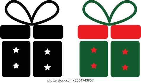 Gift  present box icon isolated elements. Christmas gift icon illustration
