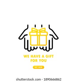 Gift. Present box. Gift icon. We have a gift for you. Vector art and illustration of love and valentine