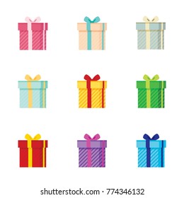 Gift Present Box Vector Illustration Set
