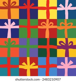 gift, present, color, christmas rainbow, friendly color vector birthday simple pattern