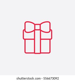 gift present  giftbox with bow ribbon line icon red on white background