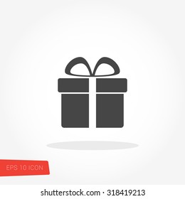 Gift, Present, Giftbox Isolated Flat Web Mobile Icon / Vector / Sign / Symbol / Button / Element / Silhouette