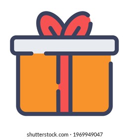 gift present giveaway donate single isolated icon with flat dash or dashed style