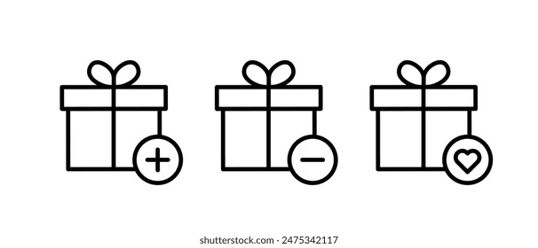 Conjunto de Vectores de iconos de regalo o regalo. Añadir un regalo o símbolo de producto