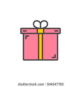 Gift, present line icon, filled outline vector sign, linear colorful pictogram isolated on white. logo illustration