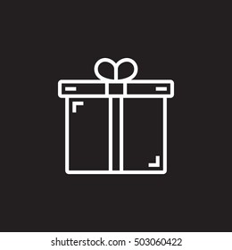 Gift, present line icon, outline vector sign, linear pictogram isolated on black. logo illustration