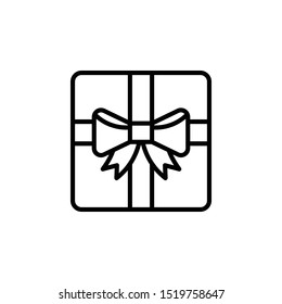 Gift present line thine icon on white background. Vector illustration eps10.