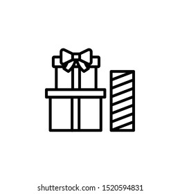 Gift present line thine icon on white background. Vector illustration eps10.