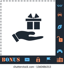 Gift present. Perfect icon with bonus simple icons