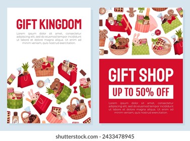 Regalo y Regalo Tienda Banner Diseño Vector Plantilla