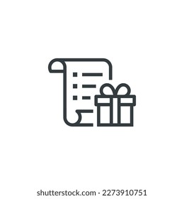 Regalo la compra presente que lista icono, ilustración vectorial