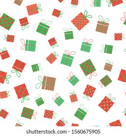 Gift, present, surprise box, new year tree brunch vector simple pattern for wrapping paper