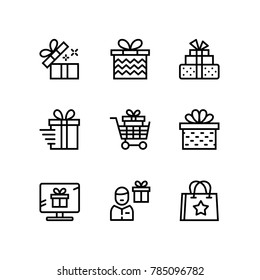 Gift, present, surprise vector simple outline icons for web and mobile design pack 2