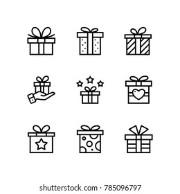 Gift, Present, Surprise Vector Simple Outline Icons For Web And Mobile Design Pack 1
