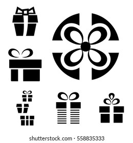 Gift or Present Vector Icon Set Isolated on White Background