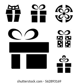 Gift or Present Vector Icon Set Isolated on White Background