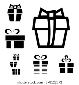 Gift or Present Vector Icon Set Isolated on White Background
