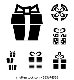 Gift or Present Vector Icon Set Isolated on White Background