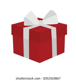 Gift, presenting red box with a bow. Vector illustration
