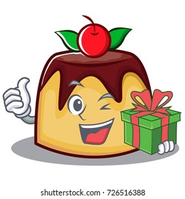 With gift pudding character cartoon style