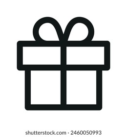 Gift for purchase isolated icon, gift box linear icon, birthday present outline vector icon with editable stroke