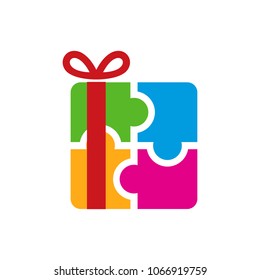 Gift Puzzle Logo Icon Design