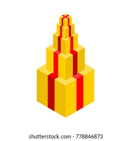 Gift Pyramid isolated. lot of gift box. Vector illustration