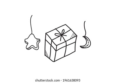 gift of ramadan doodle icon lineart style