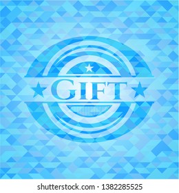 Gift realistic sky blue mosaic emblem