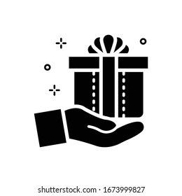 Gift Receive Vector illustration. Shopping and E-commerce Glyph icon. 