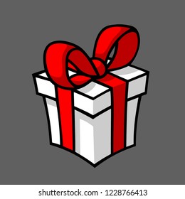 Gift with red bow on gray background in vector EPS8