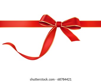 Gift Red Bow With A Ribbon. Vector.
