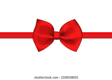 Gift red bow with ribbons. Gift wrapping. Gift box decoration