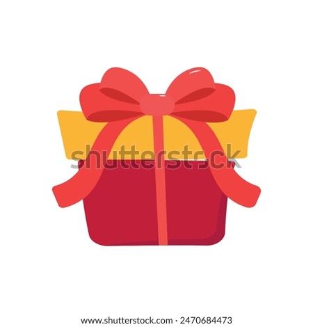 A gift. Red gift box with bow. 