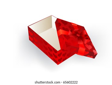 Gift red box with a bow on a white background