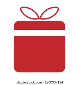 Gift red box icon flat vector.