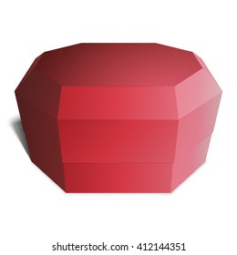 Gift red box octagonal, candy, gifts or food. Template for your design. Isolated on white background.