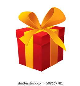Gift red box. Vector illustration