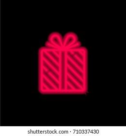 Gift red glowing neon ui ux icon. Glowing sign logo vector